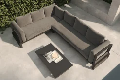 OUTFLEXX Manhattan Garten-Ecklounge, 6 Personen, inkl. Beistelltisch, Aluminium/Polyester