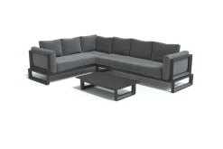 OUTFLEXX Manhattan Garten-Ecklounge, 6 Personen, inkl. Beistelltisch, Aluminium/Polyester