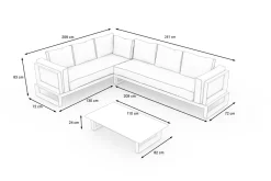 OUTFLEXX Manhattan Garten-Ecklounge, 6 Personen, inkl. Beistelltisch, Aluminium/Polyester