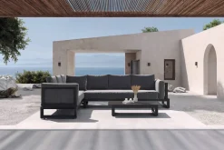 OUTFLEXX Manhattan Garten-Ecklounge, 6 Personen, inkl. Beistelltisch, Aluminium/Polyester
