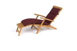 OUTFLEXX Matera Gartenliege, natur/bordeaux, Teakholz/Polyester, 165 x 58 cm, klappbar, witterungsbeständig, mit Fußkappen
