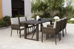 OUTFLEXX Mermaid Garten-Essgruppe, anthrazit, Alu/Rope, 6 Personen, inkl. Sitz- und Rückenkissen, Tisch 200x90 cm