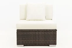 OUTFLEXX Mittelelement, braun marmoriert, Polyrattan, 70 x 85 x 70 cm, wasserfeste Kissenbox