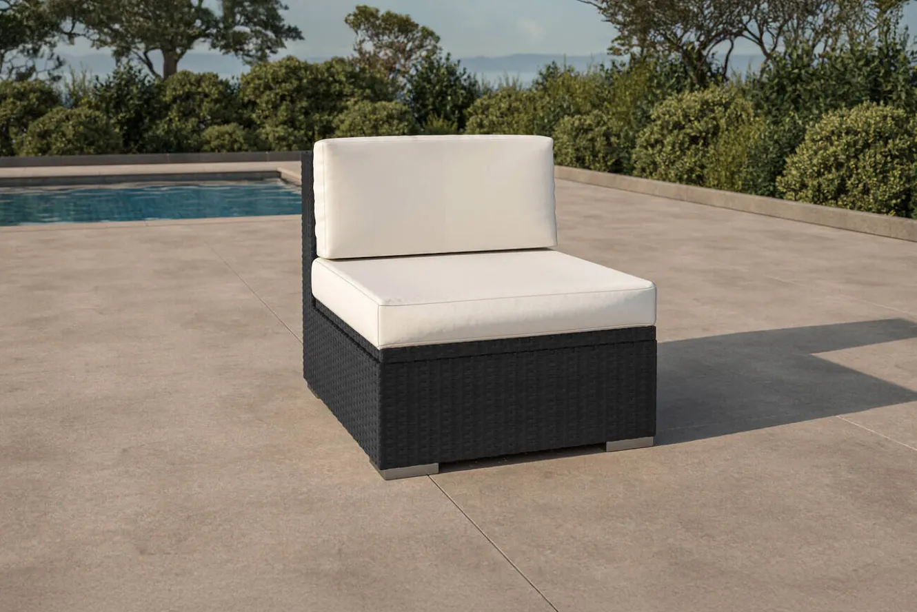 OUTFLEXX Mittelelement, creme/weiß, schwarz, Polyrattan, inkl. Polster und Kissen, wasserfeste Kissenbox