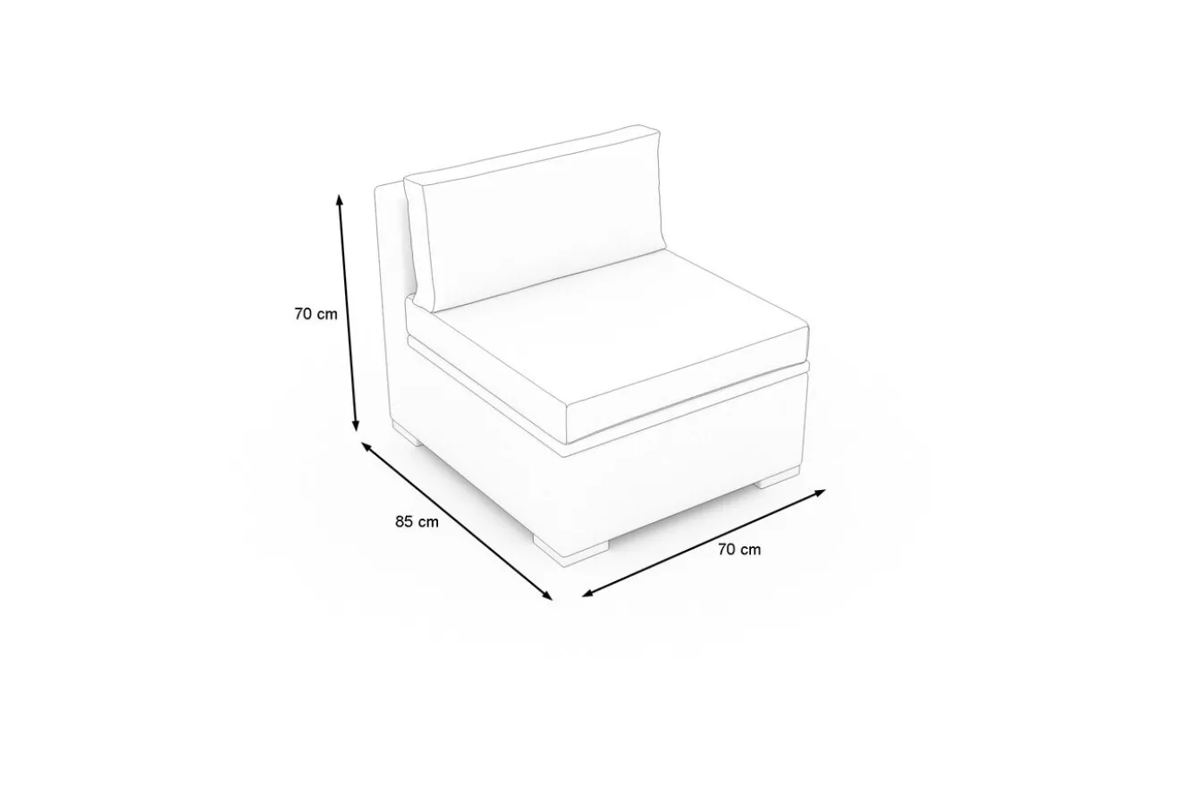 OUTFLEXX Mittelelement, desert-beige, Aluminium/Polyrattan/Polyster, 69,5 x 84 x 69,5 cm, abnehmbare Bezüge, mit Kissenboxfunktion