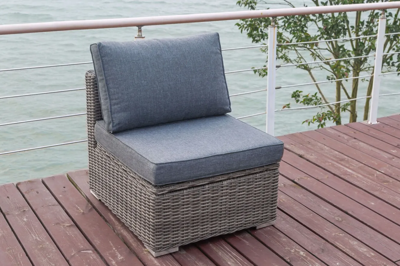 OUTFLEXX Mittelelement, grau, Polyrattan, 70 x 82 x 70 cm, verstellbare Sitzfläche, wasserfeste Kissenbox