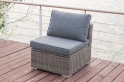 OUTFLEXX Mittelelement, grau, Polyrattan, 70 x 82 x 70 cm, verstellbare Sitzfläche, wasserfeste Kissenbox