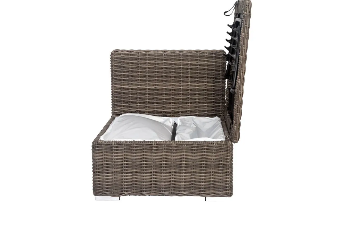 OUTFLEXX Mittelelement, grau, Polyrattan, 70 x 82 x 70 cm, verstellbare Sitzfläche, wasserfeste Kissenbox