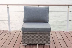 OUTFLEXX Mittelelement, grau, Polyrattan, 70 x 82 x 70 cm, verstellbare Sitzfläche, wasserfeste Kissenbox