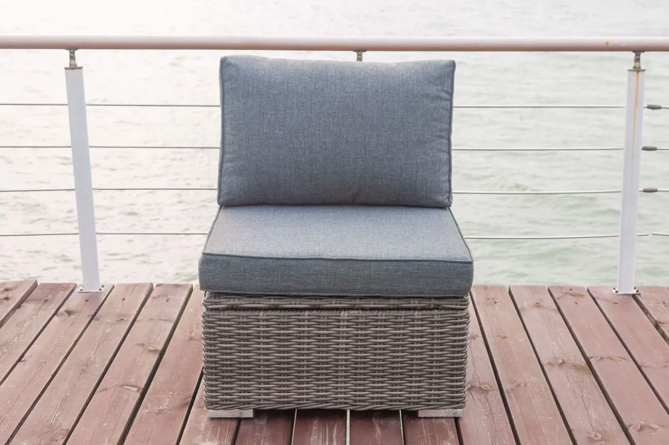 OUTFLEXX Mittelelement, grau, Polyrattan, 70 x 82 x 70 cm, verstellbare Sitzfläche, wasserfeste Kissenbox