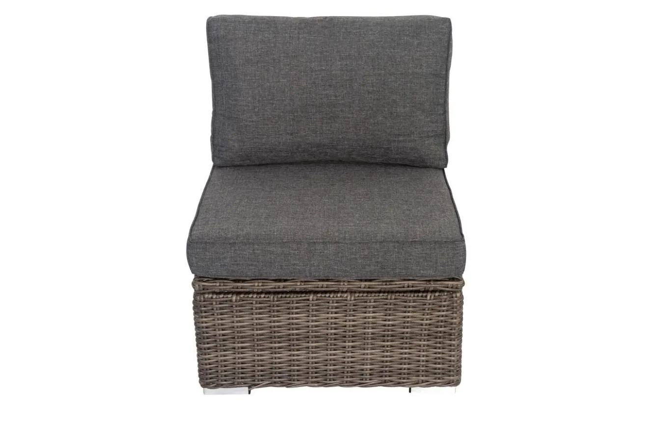 OUTFLEXX Mittelelement, grau, Polyrattan, 70 x 82 x 70 cm, verstellbare Sitzfläche, wasserfeste Kissenbox