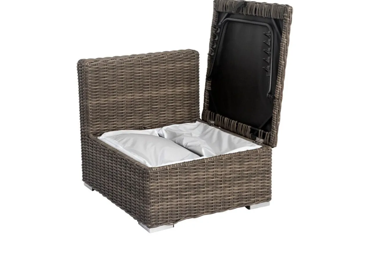 OUTFLEXX Mittelelement, grau, Polyrattan, 70 x 82 x 70 cm, verstellbare Sitzfläche, wasserfeste Kissenbox