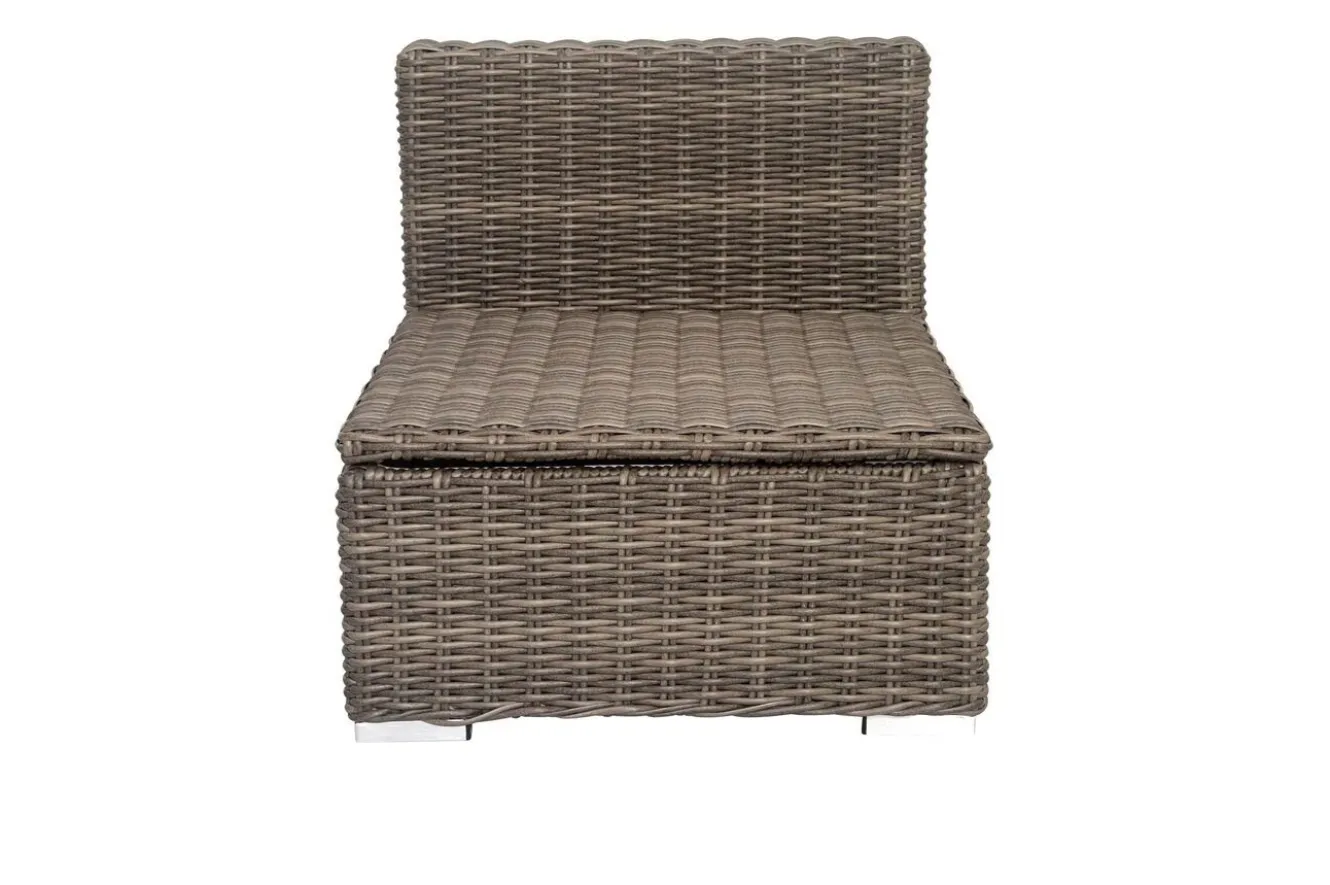 OUTFLEXX Mittelelement, grau, Polyrattan, 70 x 82 x 70 cm, verstellbare Sitzfläche, wasserfeste Kissenbox