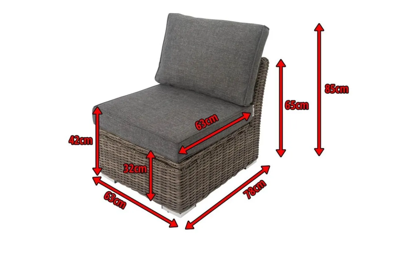 OUTFLEXX Mittelelement, grau, Polyrattan, 63 x 78 x 65 cm, geeignet für 18370-BOX-A/-D