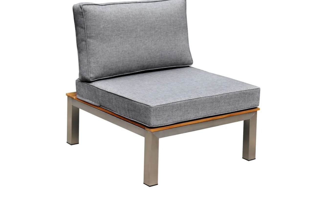 OUTFLEXX Mittelelement, silber/grau, Edelstahl/Teakholz/Textil, 79 x 69 x 64 cm