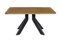 OUTFLEXX Motavi Esstisch, anthrazit/natur, Alu/recyceltes Teak, 150 x 150 cm, rustikal gebürstet, FSC®-zertifiziertes Produkt
