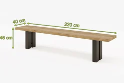 OUTFLEXX New Bob Bank, anthrazit/natur, Alu/recycled Teak, 220 x 40 x 46 cm, rustikal gebürstet