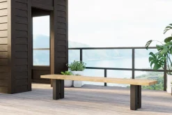 OUTFLEXX New Bob Bank, anthrazit/natur, Alu/recycled Teak, 220 x 40 x 46 cm, rustikal gebürstet