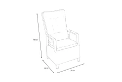 OUTFLEXX Nova Diningsessel, anthrazit/grau, Alu/Polyrattan, 58 x 68 x 108 cm, verstellbare Rückenlehne, mit Teakholz-Armlehnen, FSC®-zertifiziertes Produkt