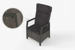 OUTFLEXX Nova Diningsessel, anthrazit/grau, Alu/Polyrattan, 58 x 68 x 108 cm, verstellbare Rückenlehne, inkl. Polster