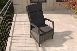 OUTFLEXX Nova Diningsessel, anthrazit/grau, Alu/Polyrattan, 58 x 68 x 108 cm, verstellbare Rückenlehne, inkl. Polster