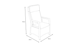 OUTFLEXX Nova Diningsessel, anthrazit/grau, Alu/Polyrattan, 58 x 68 x 108 cm, verstellbare Rückenlehne, inkl. Polster