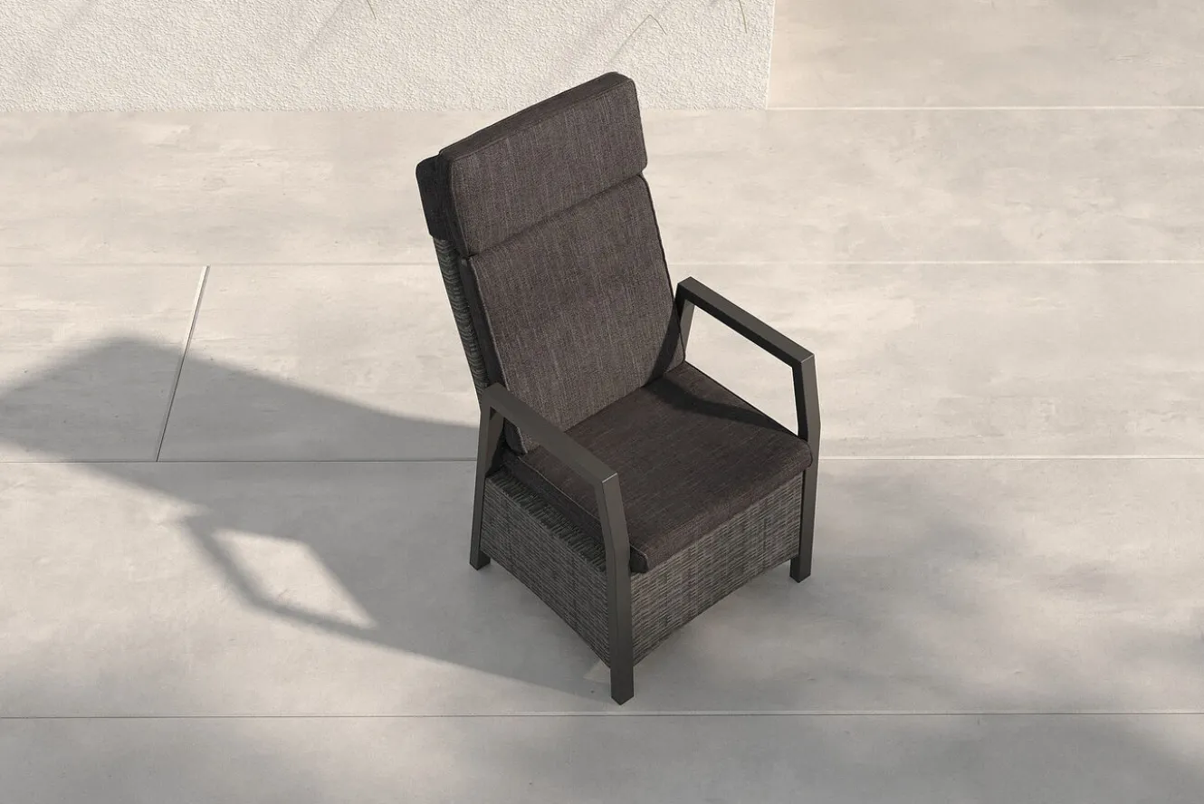 OUTFLEXX Nova Diningsessel, anthrazit/grau, Alu/Polyrattan, 58 x 68 x 108 cm, verstellbare Rückenlehne, inkl. Polster