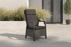OUTFLEXX Nova Diningsessel, anthrazit/grau, Alu/Polyrattan, 58 x 68 x 108 cm, verstellbare Rückenlehne, inkl. Polster