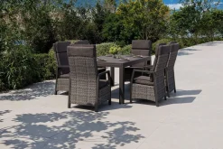 OUTFLEXX Nova Garten-Essgruppe, 6 Personen, ausziehbar, 160-260cm, Alu/Polyrattan/Spraystone