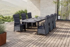OUTFLEXX Nova Garten-Essgruppe, 6 Personen, ausziehbar, 160-260cm, Alu/Polyrattan/Spraystone