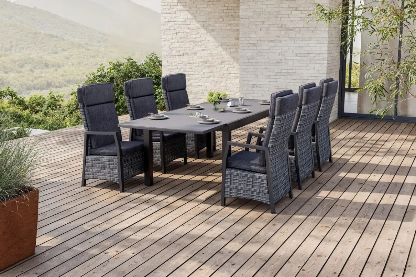 OUTFLEXX Nova Garten-Essgruppe, 6 Personen, ausziehbar, 160-260cm, Alu/Polyrattan/Spraystone