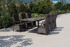 OUTFLEXX Nova Garten-Essgruppe, 6 Personen, ausziehbar, 160-260cm, Alu/Polyrattan/Spraystone