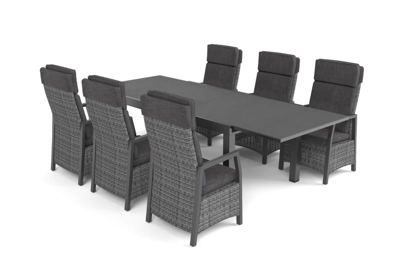 OUTFLEXX Nova Garten-Essgruppe, 6 Personen, ausziehbar, 160-260cm, Alu/Polyrattan/Spraystone