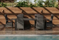 OUTFLEXX Nova Garten-Essgruppe, 6 Personen, ausziehbar, 160-260cm, Alu/Polyrattan/Spraystone