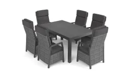 OUTFLEXX Nova Garten-Essgruppe, 6 Personen, ausziehbar, 160-260cm, Alu/Polyrattan/Spraystone
