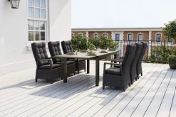 OUTFLEXX Nova Garten-Essgruppe, anthrazit matt/anthrazit, Aluminium/Polyrattan, Tisch 160/260 x 100 cm, 6 Dining-Sessel, FSC®-zertifiziertes Produkt