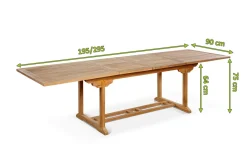 OUTFLEXX Ontario Ausziehtisch, natur, Teakholz, 195/295x90cm, fein geschliffen