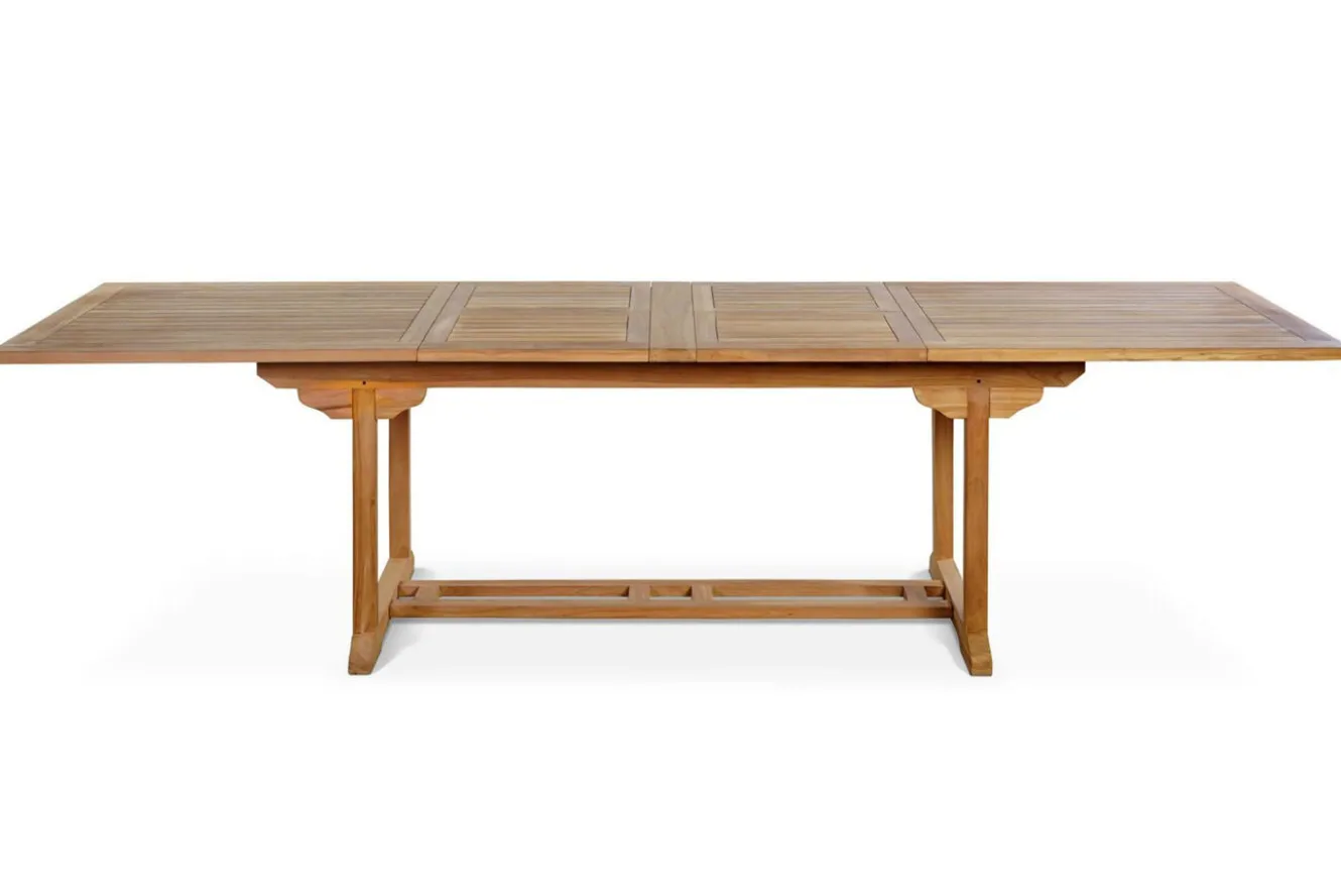 OUTFLEXX Ontario Ausziehtisch, natur, Teakholz, 195/295x90cm, fein geschliffen