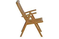 OUTFLEXX Ontario/Bounty Garten-Essgruppe, natur, Teak, 160/210x90cm, 8x Klappsessel