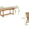 OUTFLEXX Ontario/Bounty Garten-Essgruppe, natur, Teak, 195/295 x 90 cm, 8x Klappsessel