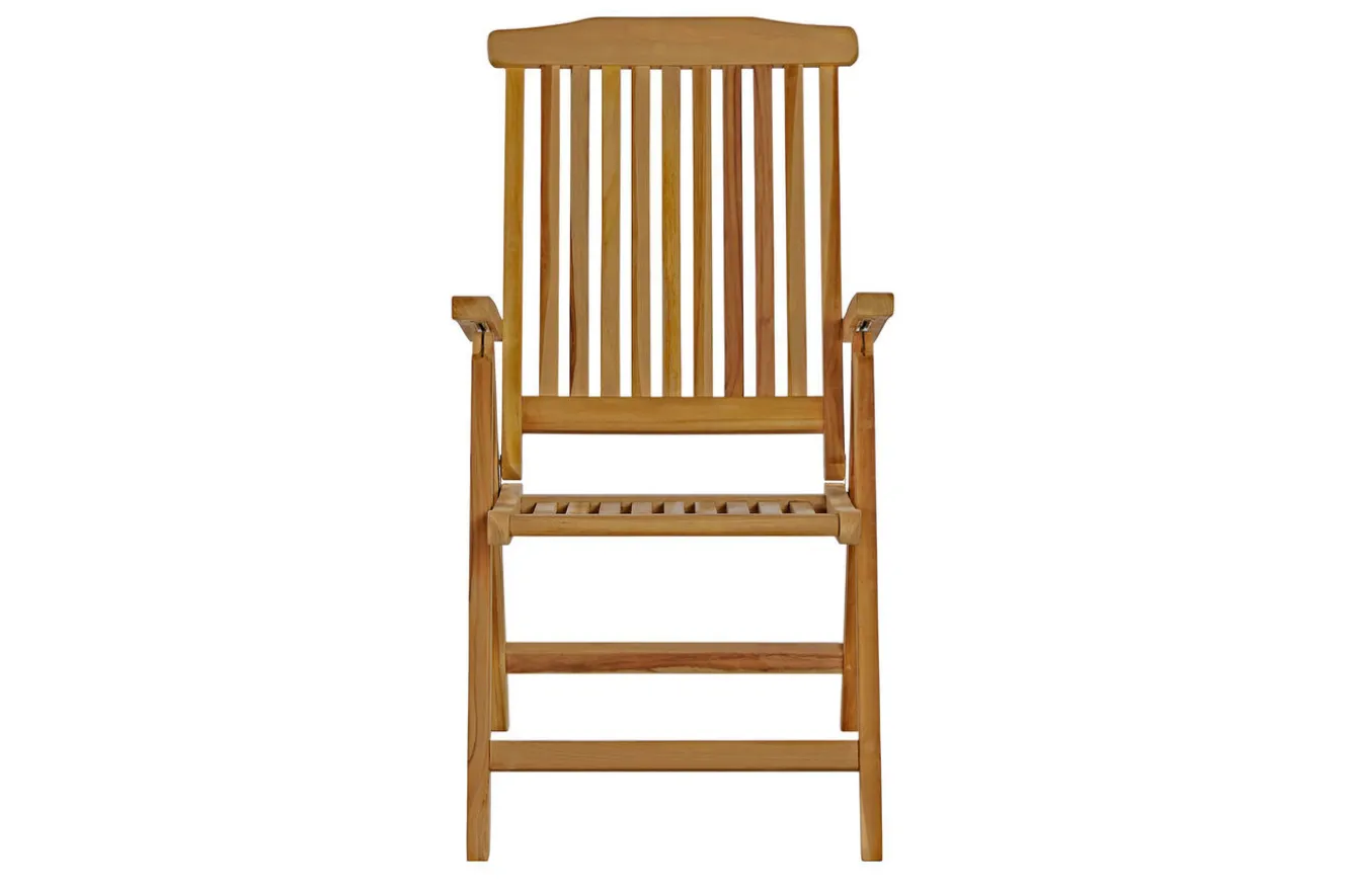 OUTFLEXX Ontario/Bounty Garten-Essgruppe, natur, Teak, 195/295 x 90 cm, 8x Klappsessel