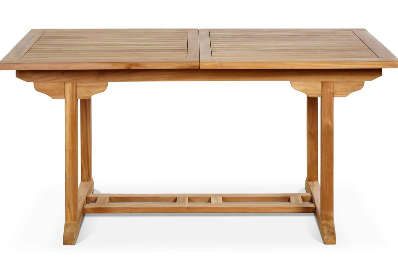 OUTFLEXX Ontario/Bounty Garten-Essgruppe, natur, Teak, 160/210x90cm, 6x Klappsessel