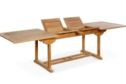 OUTFLEXX Ontario/Bounty Garten-Essgruppe, natur, Teak, 195/295 x 90 cm, 6x Klappsessel