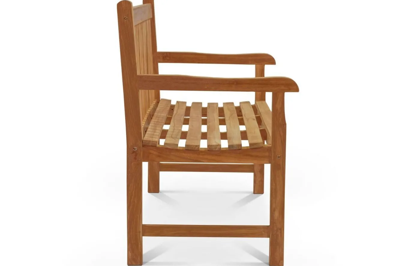 OUTFLEXX Ontario 3-Sitzer Gartenbank, natur, Teakholz, 150x62x92cm, fein geschliffen
