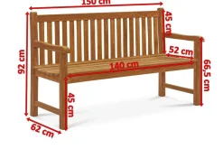 OUTFLEXX Ontario 3-Sitzer Gartenbank, natur, Teakholz, 150x62x92cm, fein geschliffen
