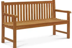 OUTFLEXX Ontario 3-Sitzer Gartenbank, natur, Teakholz, 150x62x92cm, fein geschliffen
