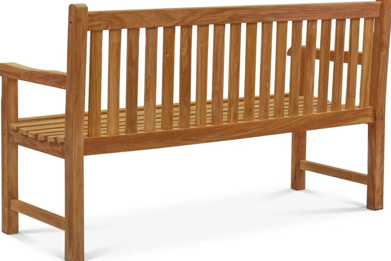 OUTFLEXX Ontario 3-Sitzer Gartenbank, natur, Teakholz, 150x62x92cm, fein geschliffen