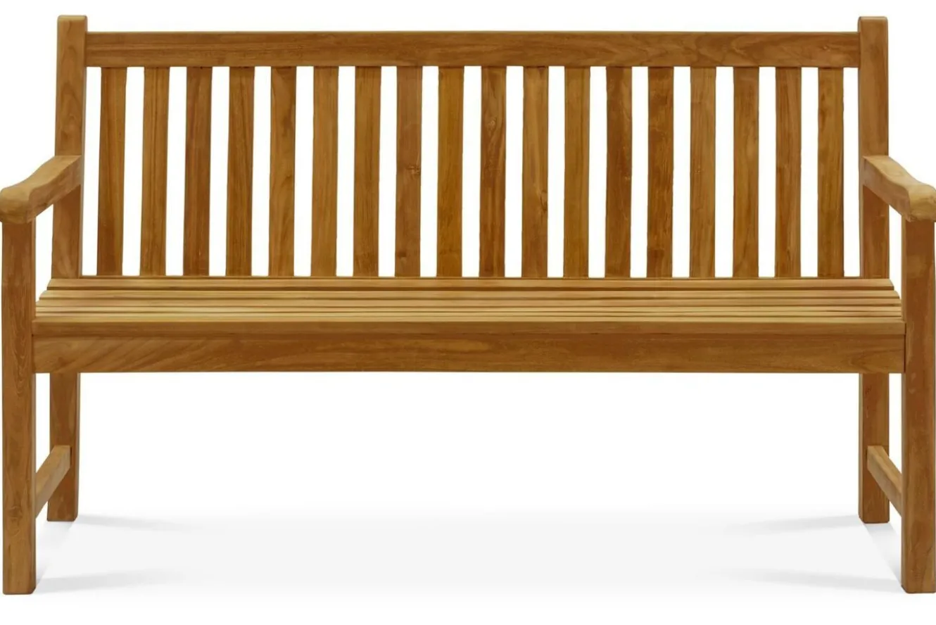 OUTFLEXX Ontario 3-Sitzer Gartenbank, natur, Teakholz, 150x62x92cm, fein geschliffen