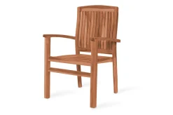 OUTFLEXX Ontario/Washington Garten-Essgruppe, natur, Teak, 195/295 x 90 cm, 6x Stapelsessel