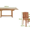 OUTFLEXX Ontario/Washington Garten-Essgruppe, natur, Teak, 160/210x90cm, 8x Stapelsessel